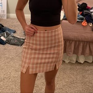 pink plaid mini skirt!!